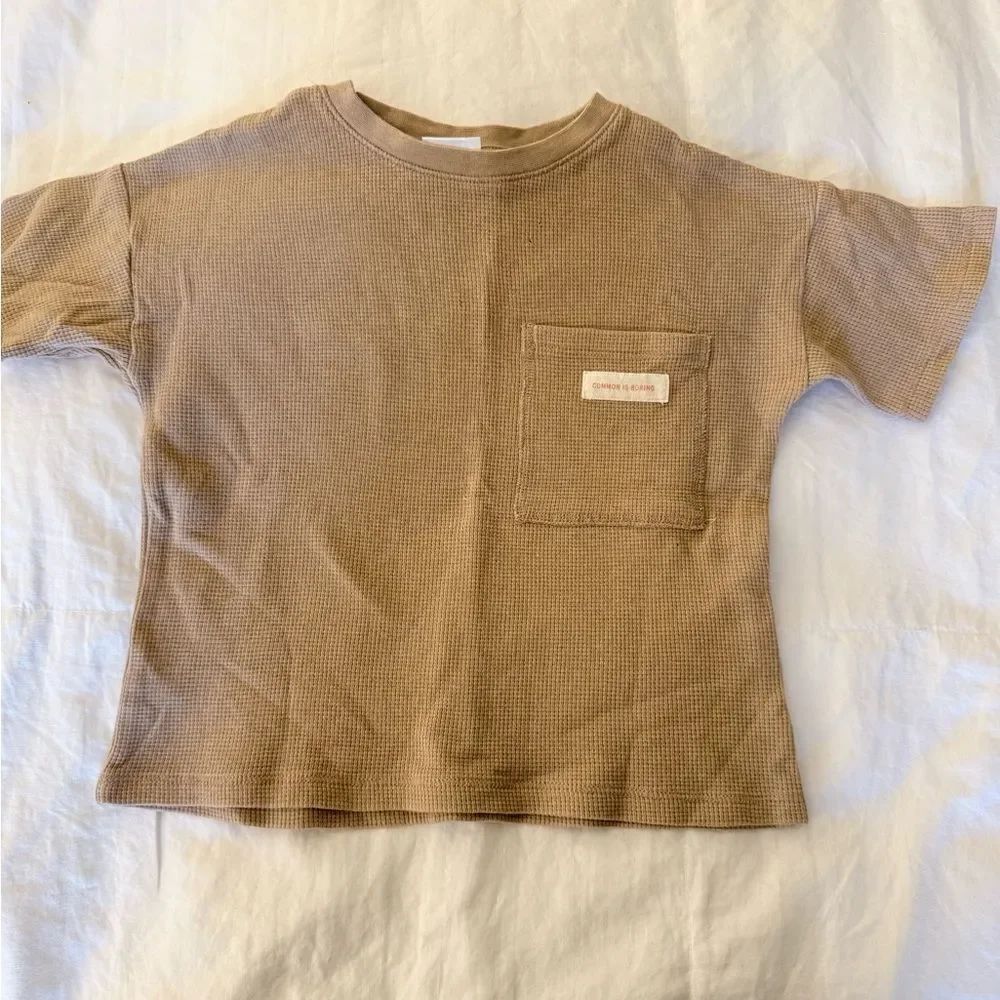 Zara Kids Beige Short Sleeve Tee with Pocket